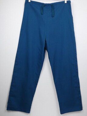 Apples for Life Scrub Pants Unisex XS Teal Blue Drawstring Medical Bottoms